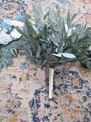 Dusty Blue Wedding Bouquet for Bride Blue and White 2 Pc Arch NEW