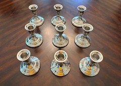 9 Silver-Colored Taper Candle Holders for Wedding Party Centerpieces Decorations