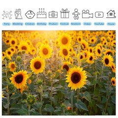 Sunflower Backdrop 5x3ft Field Nature Scenery Yellow Flower Photography