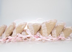 12 pcs/set Burlap Cone Decoration with Light Pink Lace, Rustic Country Wedding