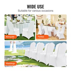VEVOR 100PCS White Stretch Spandex Folding Chair Covers for Wedding Party Dining