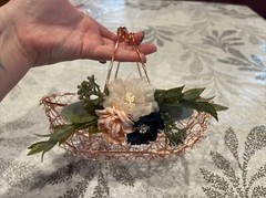 Rose Gold Flower Girl Basket And Ring Bearer Pillow