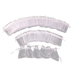 50Pcs Reusable Organza Drawstring Bags White for Wedding Gift and Jewellery Use