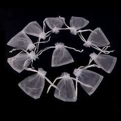 50Pcs Reusable Organza Drawstring Bags White for Wedding Gift and Jewellery Use