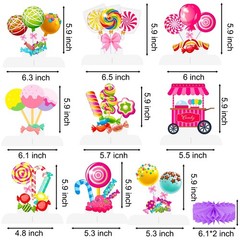 Candyland Party Table Decorations 9pcs 9 Count (Pack of 1), Pink