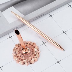 Metal Ballpoint Pen Attached Base Stand Desk Office Counter Wedding Guest Sign