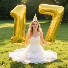 40 Inch Balloon First Birthday Jumbo Mylar Foil Helium Balloon Number 7 Gold