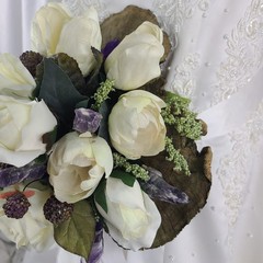 Tulip and Amethyst Garden Faux Silk Wedding Bouquet