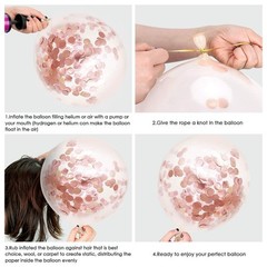 Rose Gold Confetti Latex Balloons, 50 12 Inch (Pack of 50), Rosegold,clear