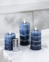 Flameless Candles with Remote and Timer, Real Wax Made LED Gradient Navy Blue