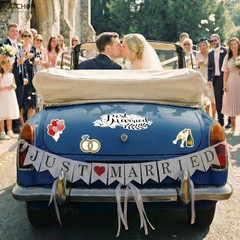 , Just Married Car Magnets – Pack of 15 | Just Married Banner for Multi Color
