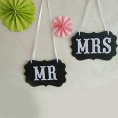 2x Mr Mrs Bride Groom Photo Booth Props Chair Signs Garland Banner Wedding Decor