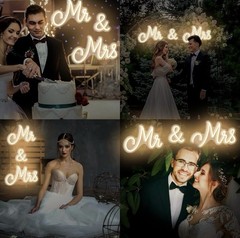 25×7 Inches Mr and Mrs LED Neon Sign – Perfect for Wedding & Reception Decor