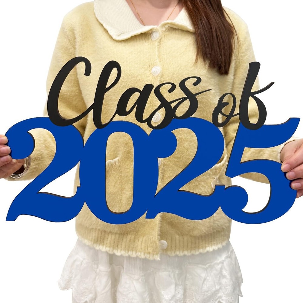 Class of 2025 Wooden Sign – Blue Graduation Decorations & Photo Booth Prop fo…