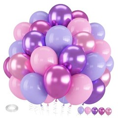 Pink and Purple Balloons, 60 PCS 12 Inch Metallic Purple and Pink Purple Pink