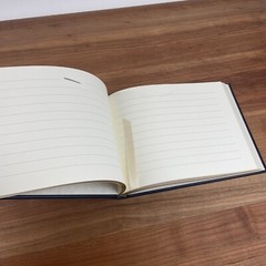 Pottery Barn Italian Leather-Bound Guest Book Sign-in Book Navy Open Box NWOT