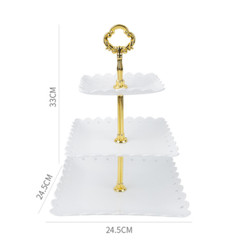 European Three-layer Cake Stand Trays Prom Party Dessert Candy Fruit Plate Home