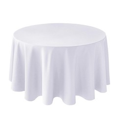Biscaynebay Textured Fabric Round Tablecloths 108″, White Water Resistant Tab…