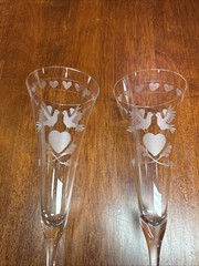 Wedding Toasting Fluted Champagne Glasses Lovebird And Hearts