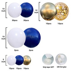 Zesliwy Navy Blue Gold Balloons Garland 18inch,12inch,10inch,5inch,