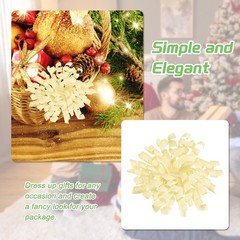 6 Pcs 4 Inch Grosgrain Curly Bows for Gift Wrapping Self-Adhesive Beige