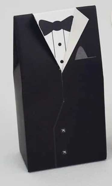 Wedding Favor Boxes Groom Pack of 10, (31 packages available) Black Tuxedo