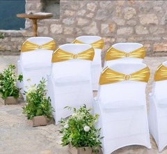 100 Spandex Stretch Chair Sashes Bow with Slider Buckle Wedding NW