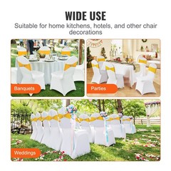 50pcs Polyester-Spandex Fitted Covers + Gold Sash, 440x510x925mm, Reusable Soft