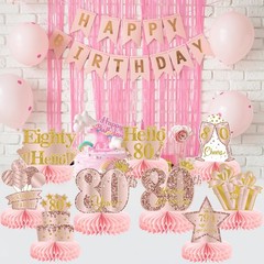 9Pcs 80th Birthday Decorations Pink Rose Gold Honeycomb Centerpieces for Wome…