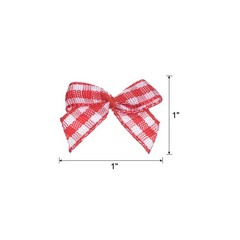 100Pcs Mini Gingham Ribbon Bow 1″ Checkered Ribbon Bows Red and White