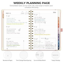 2026 Planner, Weekly and Monthly, Medium Size (5.7″ x 8.3″), Jan – Dec 2026,