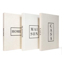 Linen Neutral Coffee Table Books Set of 3,Fashion Designer Hardcover Blank Bo…