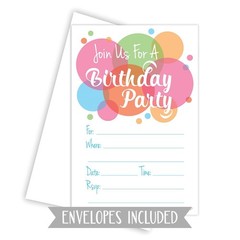 Happy Dot Birthday Party Invitations – Fill In Style (20 Count) With Envelopes