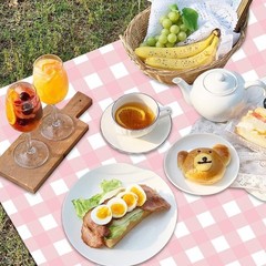 4 Pack Pink Gingham Tablecloths, Pink and White Checkered Tablecloths 86.6 x …