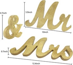 Golden Wooden Mr & Mrs Sign for Wedding & Anniversary Tables, 12.2×5.9