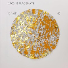 Black and Gold Placemats Round Disposable Metallic Gold Doilies Glitter Foil