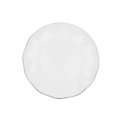 Round Plastic Salad Dinner Plates Gold Wavy Rim Party Disposable Tableware