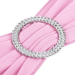 10Pcs 14″x5″ Stretch Chair Sashes Bows Chair Bands Sash with Buckle Pink