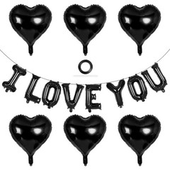 16 Inch Black I Love You Letter Balloons,18 Inch Black-i Love You and Heart
