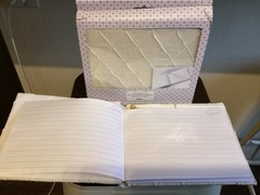 Ivory Satin Guest Book and Pen Set, Wedding or any event Wilton NEW in box L@@K!