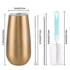 Pack Insulated Champagne Tumblers, Stemless Champagne Tumbler 6 Oz, 8 Gold