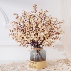 Fake Flowers Artificial Flowers, Real Touch Silk Flowers Faux 5 Pcs Champagne