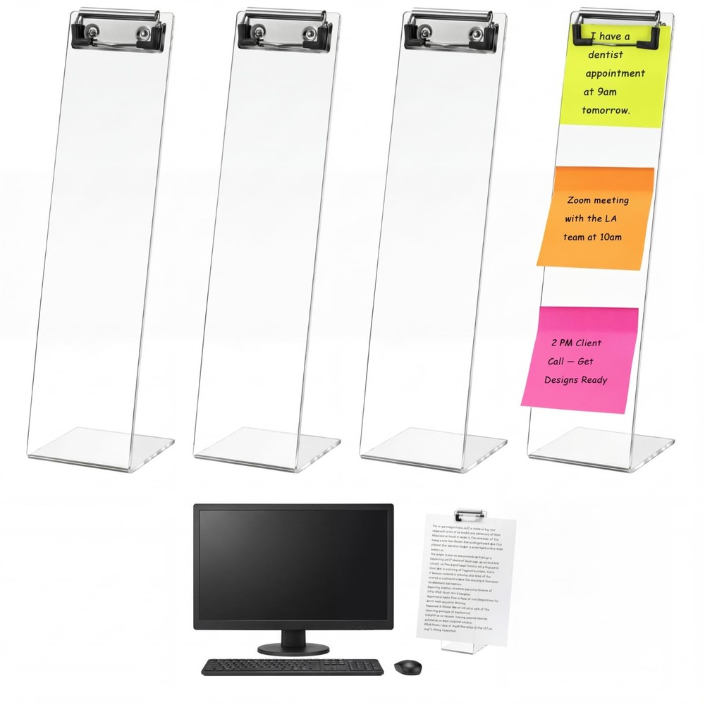AceOrbit 4 Pcs Monitor Memo Boards for Computer, Acrylic Transparent