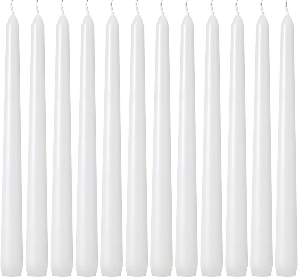 12 Pack White Taper Candles – 10 Inch Dripless, 12 Pack,