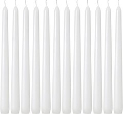 12 Pack White Taper Candles – 10 Inch Dripless, 12 Pack,