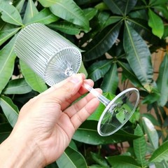 24 Pack 9oz Clear Ribbed Plastic Stemmed Wine 24PCS Clear Ribbed Wine Cups