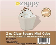 100 Ct Elegant Square Mini Cube 2oz Clear Tasting Sample 100 Count (Pack of 1)