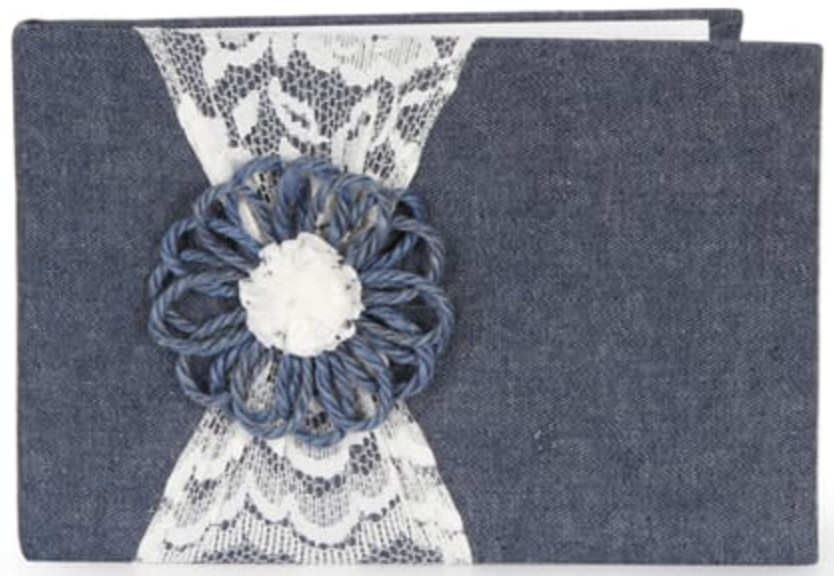 David Tutera Denim Lace Guest Book