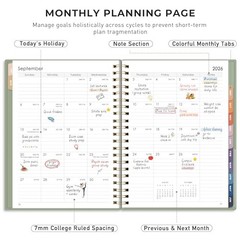 Academic Planner 2026-2027, Weekly and Monthly, July 8.5″ x 11″ Light Green
