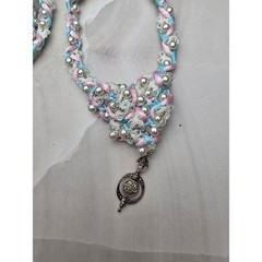 Pastel Handfasting Cord Braided Ribbon Lace Rose Quartz Pentacle Charms 53in D1